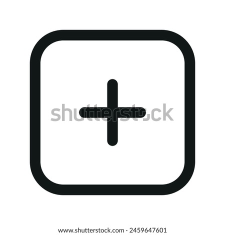 Add new square isolated icon, plus square outline vector icon with editable stroke