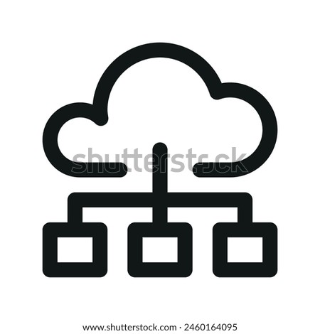 Cloud webserver isolated icon, cloud hosting linear icon, cloud database cloud storage outline vector icon with editable stroke