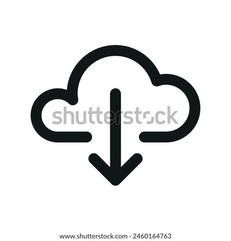 Cloud download isolated icon, export from cloud webserver linear icon, downloading from cloud web server outline vector icon with editable stroke