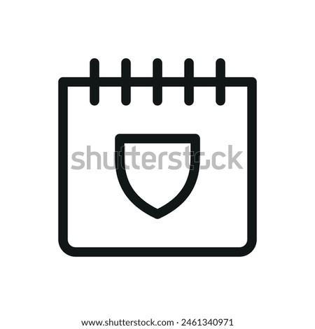 Calendar shield isolated icon, save the date vector icon with editable stroke