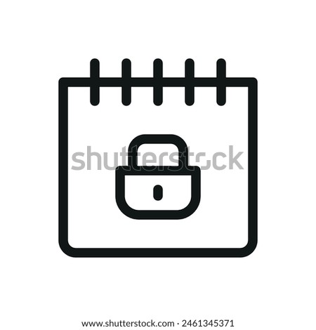Calendar lock isolated icon, lock date vector icon with editable stroke