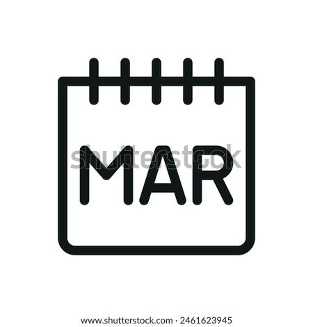 March calendar isolated icon, MAR month vector symbol with editable stroke