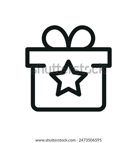 Loyalty program isolated icon, gift box with star vector symbol with editable stroke