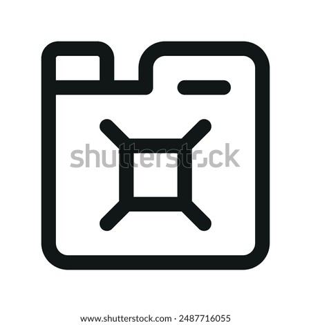 Metal fuel canister UI icon, fuel jerry can minimal line vector symbol