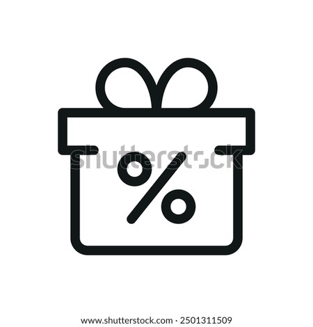 Gift box percent isolated icon, gift discount vector symbol with editable stroke