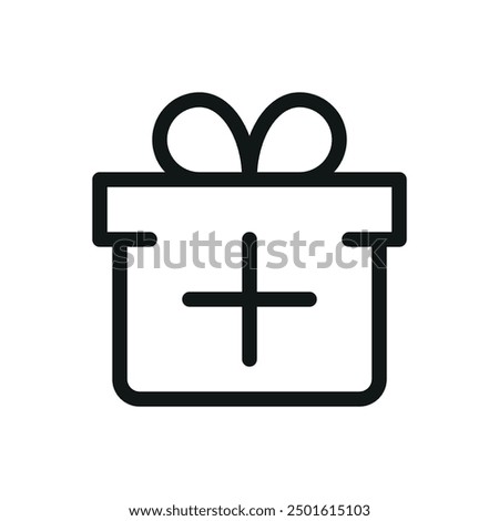 Add gift isolated icon, create new gift box vector symbol with editable stroke