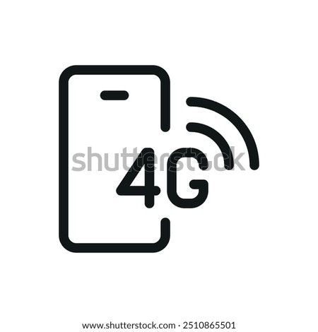 4G mobile network isolated icon, mobile phone with 4G network signal vector symbol with editable stroke