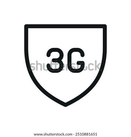 Shield with 3G isolated icon, 3G network protection vector symbol with editable stroke