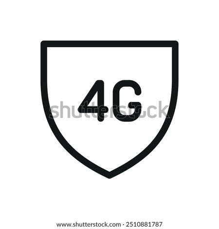 Shield with 4G isolated icon, 4G network protection vector symbol with editable stroke