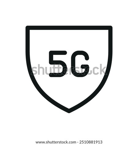 Shield with 5G isolated icon, 5G network protection vector symbol with editable stroke