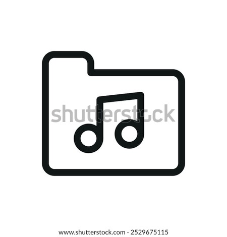 Music folder isolated icon, music portfolio vector symbol with editable stroke