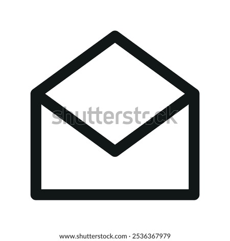 Open envelope UI icon, mail read simple line user interface vector symbol