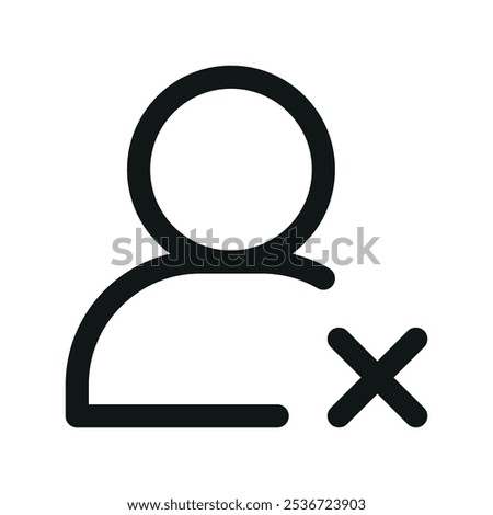 Delete user UI icon, remove account simple line user interface vector symbol