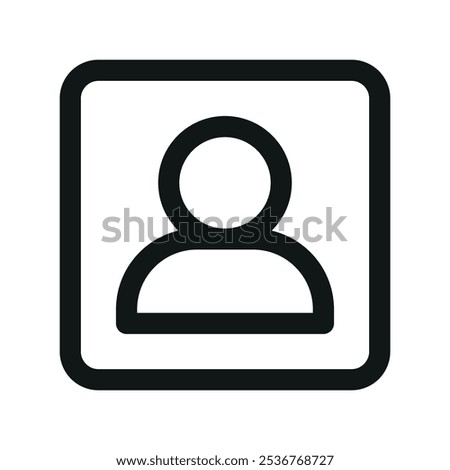 User square UI icon, user button simple line user interface vector symbol