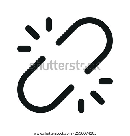 Unlink UI icon, broken link simple line user interface vector symbol