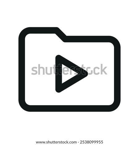 Folder with play button UI icon, play video folder simple line user interface vector symbol