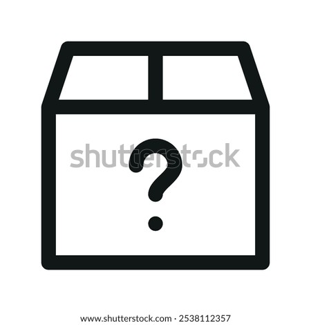 Lost parcel UI icon, cardboard box with a question mark simple line user interface vector symbol