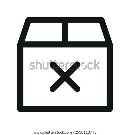 Delete Package UI icon, remove parcel simple line user interface vector symbol