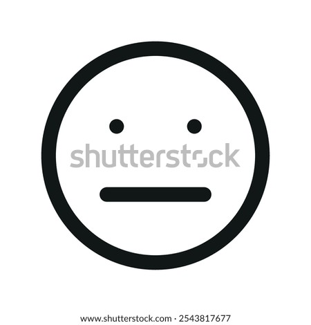 Neutral review UI icon, neutral face simple line user interface vector symbol