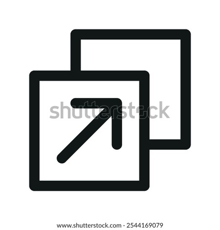 Open new tab arrow UI icon, open new window simple line user interface vector symbol