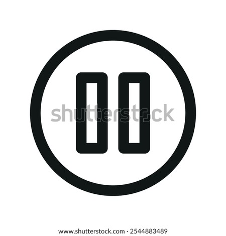 Pause button UI icon, round pouse simple line user interface vector symbol