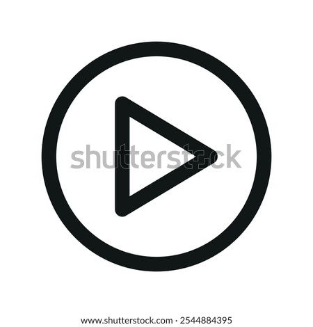 Play button UI icon, round play simple line user interface vector symbol