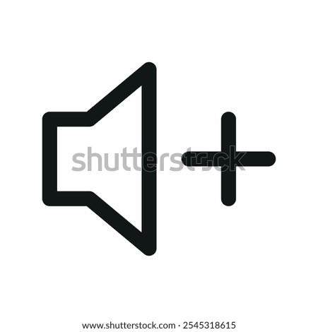 Volume plus UI icon, volume up simple line user interface vector symbol