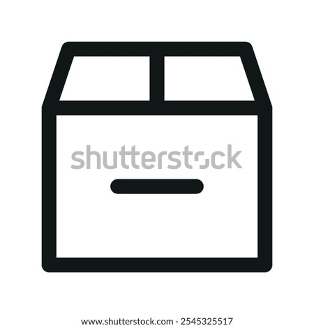 Parcel minus UI icon, cardboard box remove simple line user interface vector symbol