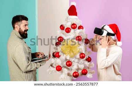 Similar – Image, Stock Photo New reality, xmas tree decorated with face masks