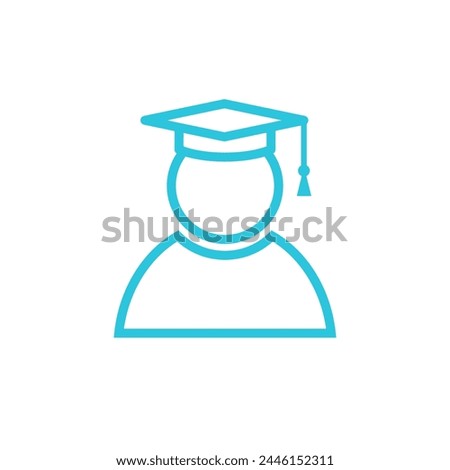 Person with graduation academic hat. Isolated on white background. 