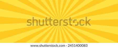 Yellow banner with Sun rays, lines background, light