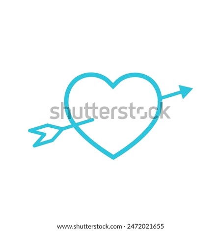 Heart with cupid arrow icon. Isolated on white background. 