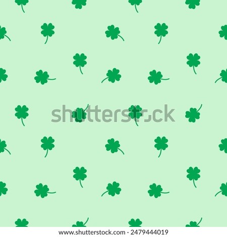 Lucky Four leaf green clovers seamless pattern, background texture