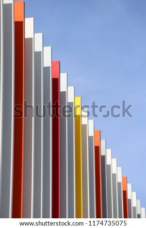 Similar – Image, Stock Photo Colorful facade of an old building with skylights and tile attic