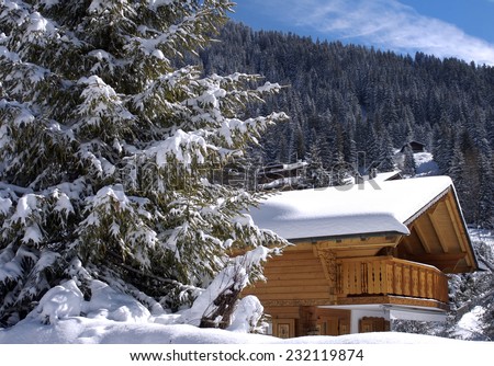 chalet in winter in the swiss Alps