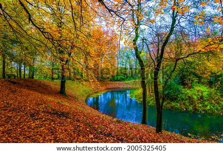 Similar – Image, Stock Photo an autumn river from above