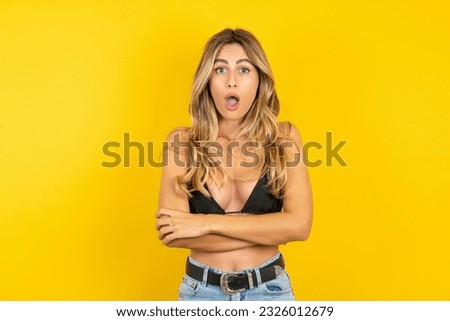 Similar – Image, Stock Photo Young woman in swimwear talking on cellphone at poolside