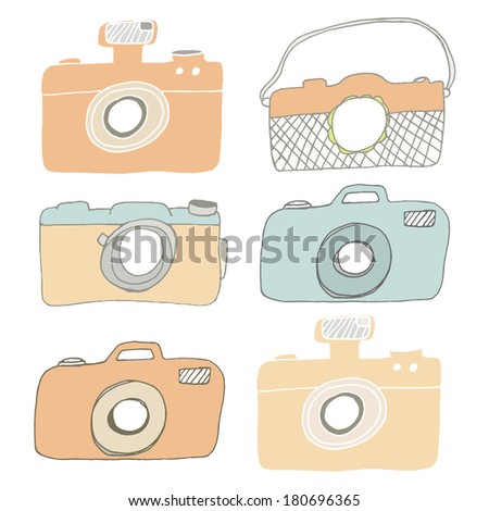 Set of Cute Hand Drawn Cameras