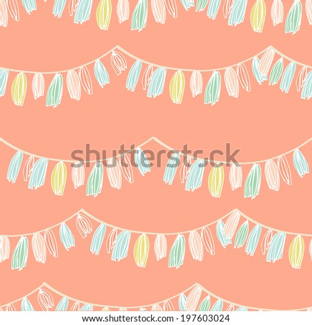 Repeating Party Garland Pattern. Seamless Tassel Background Pattern. Repeating Garland Background