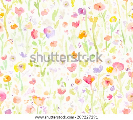 Seamless Abstract Watercolor Flower Background Pattern. Painted Pattern.