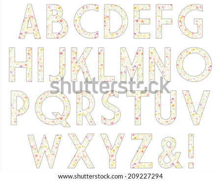 Watercolor Flower Alphabet. Shabby Chic Alphabet Letters. Flower Letters. Floral Letters.
