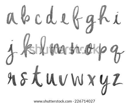 Hand Painted Messy Brush Lettered Alphabet. Watercolor Calligraphy ...
