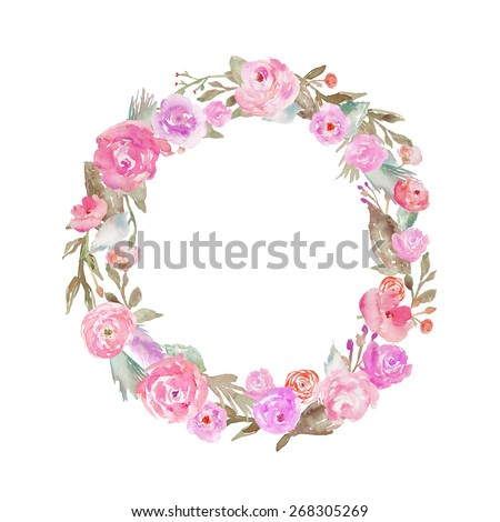 Watercolor Flower Alphabet. Monogram Letter O Made of Flowers