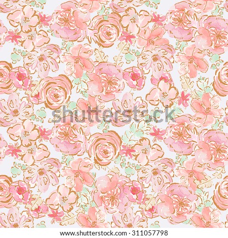Pastel Floral Pattern. Shabby Chic Flower Pattern