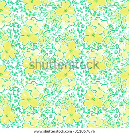 Brushed Flower Background Pattern. Modern Pattern. Neon Color Pattern. Neon Flower Pattern