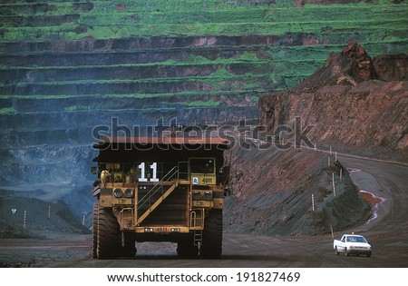 Carajas, Para, Brazil - 2010: Carajas Mine, largest iron ore mine in the world, located in Para, Brazil. The mine is operated as an open-pit mine, estimated to contain 7.2 billion tons of iron ore