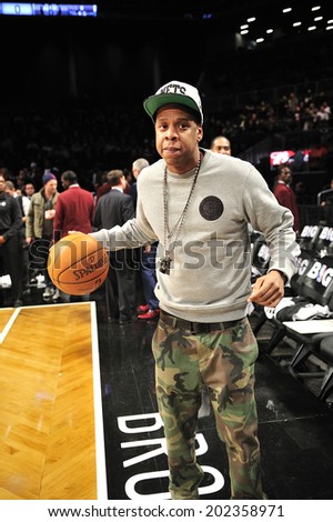 BROOKLYN, NY - November. 26. 2012: Beyonce and Jay-Z, who was the co-owner of  Brooklyn Nets, at court side of Brooklyn Nets vs New York Knicks game at Barclays Center