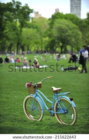 New York City, USA, - May. 17. 2014: Bicycle at Central Park, Manhattan. New York, USA