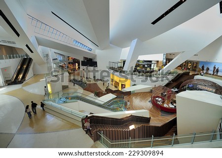 LAS VEGAS, NEVADA, - Feb. 24. 2011: The Crystals, City Center\'s Retail area over 500,000 sf. of shopping space.CityCenter is a mixed-use complex of different hotels & casinos and residence.