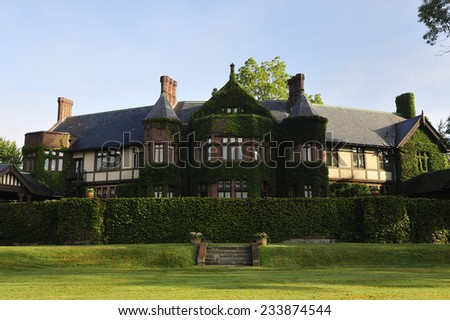 Berkshires, MA, USA -August. 17. 2011: Blantyre, former gilded age mansion, now luxurious hotel in Lenox, state of Massachusetts, USA